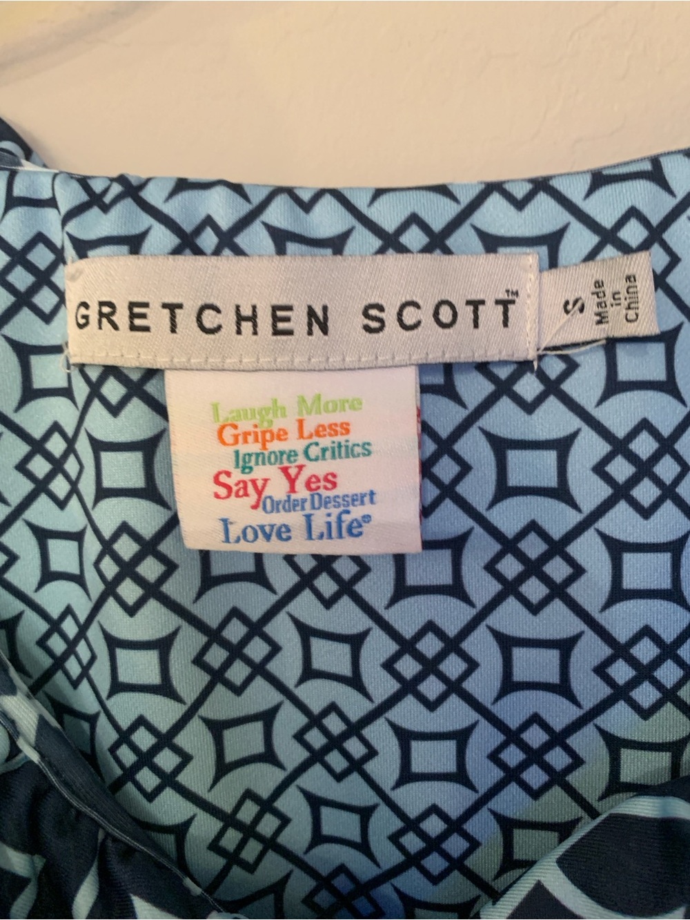 Gretchen Scott Navy & Light Blue Geometric Print Dress Size S - Picture 2 of 9